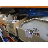 Several boxes of mixed china and pottery include Duchess china, cheese dishes, tureens, etc
