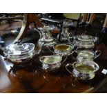 2 Silver plated 4 piece teaset