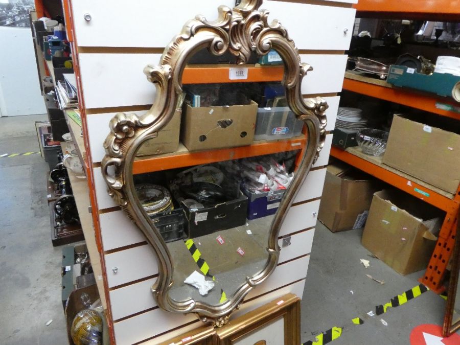 Shield shaped floral decorative mirror