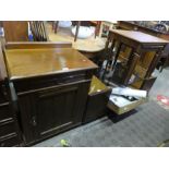 A nest of 3 G-Plan coffee tables and an old bedside cupboard with a drawer