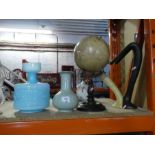 Sundry items to include, Globe on pedestal, contemporary figure, vases etc.