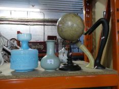Sundry items to include, Globe on pedestal, contemporary figure, vases etc.