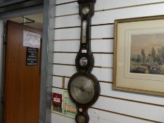 A 19th century rosewood banjo barometer by T. Davies, Llandovery