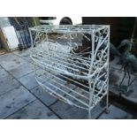 French wrought iron white painted three tier plant display shelves