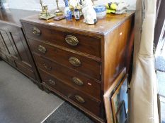 An antique Rosewood and Mahogany chest having four long graduated drawers bears label for John Murph