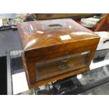 A Victorian walnut Jewellery case having fall front enclosing two drawers
