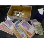 A quantity of foreign bank notes and sundry coinage
