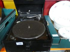 An HMV model 101 portable gramophone