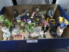 Box of Studio pottery figurines of fishermen pirates, etc, one signed Alan Young
