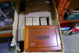 Box of new unused stock Zippo display cases