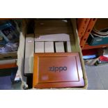 Box of new unused stock Zippo display cases