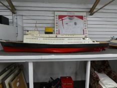 A wooden model ship probably based on a Liner, 196cm long