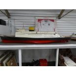 A wooden model ship probably based on a Liner, 196cm long