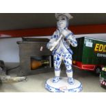 Vintage light box and blue and white continental figure