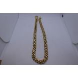 Unusual design 9ct yellow gold neckchain, approx 50cm and 1cm width, with a Spring ring clasp, marke