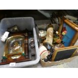 Two boxes of mixed collectables including clocks - breweryana etc