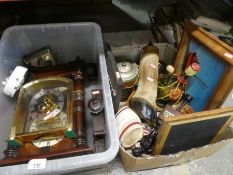 Two boxes of mixed collectables including clocks - breweryana etc
