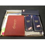 Four autograph albums containing signatures including Petula Clark and Anne Crawford. Three medals