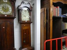 An antique oak country Longcase clock having painted dial, 8 day, 216cm