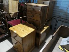 Collection of waxed pine bedside cabinets