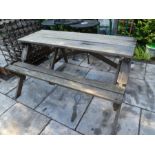 Weathered teak folding garden table