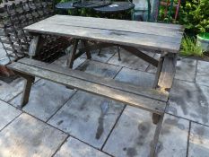 Weathered teak folding garden table