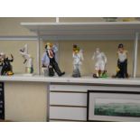 Six Royal Doulton clowns, to include tumbling, slap dash, balloon clown and others" (Partner damaged