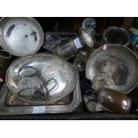 A tray of silver plated items and similar