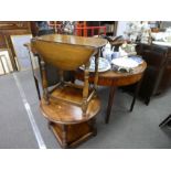 An antique mahogany console table on square moulded legs and two coffee tables