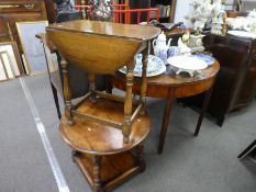 An antique mahogany console table on square moulded legs and two coffee tables