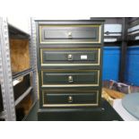 Green and gold colour chest of 6 drawers and a matching bedside cabinet