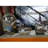 Selection of Japanese decorative China, bowl vase and tea pot.