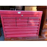 Red metal mechanic's storage drawers