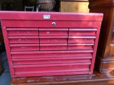 Red metal mechanic's storage drawers