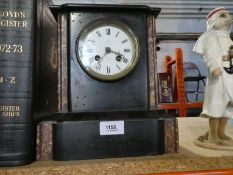 Slate cased mantle clock, stamped London on dial.