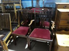 A set of six antique mahogany dining chairs having pierced splats