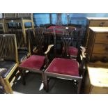 A set of six antique mahogany dining chairs having pierced splats