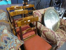 A pair of reproduction Regency style carvers and a pair of similar chairs.