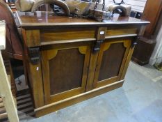 A Victorian mahogany chiffonier base having two drawers