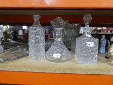 Selection of cut glass to include vases, bowls, etc, plus 2 decanters and fish plate, possibly White