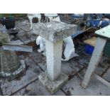 Vintage square stone effect garden bird bath on square plinth and base