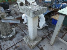 Vintage square stone effect garden bird bath on square plinth and base