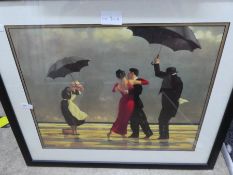 A painting of four figures of Jack Vettriano style