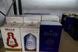 15 Bells Whisky decanters all boxed to include commemorative and Christmas examples