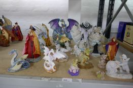 Enchanitca, a quantity of mystical dragons and figures by Holland Studio craft