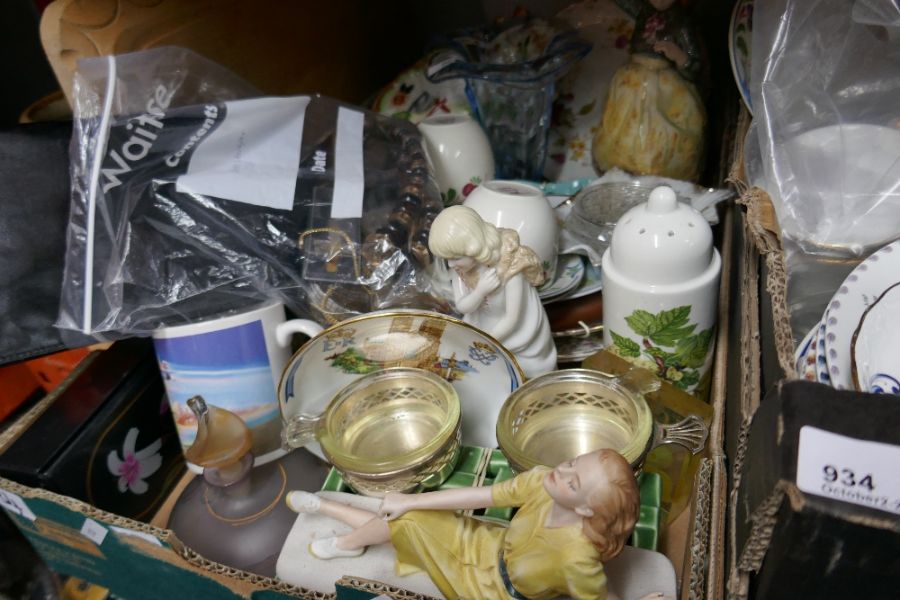 Two boxes mixed China and glass to include commemorative ware figurines, costume jewellery etc - Image 3 of 4