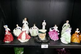 Eleven miniature Royal Doulton figures and similar, and a parson brown ashtray