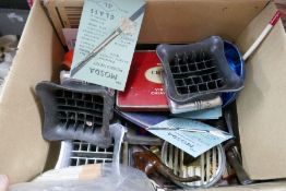 Box of vintage smoking related items including pipes, ashtrays, etc