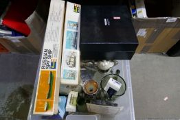Box of mixed collectables including Corgi model aeroplanes, ephemera, etc