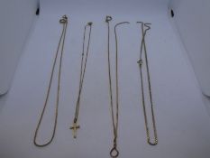 Quantity of 9ct yellow gold and yellow metal neck chains, mostly AF, 12.5g